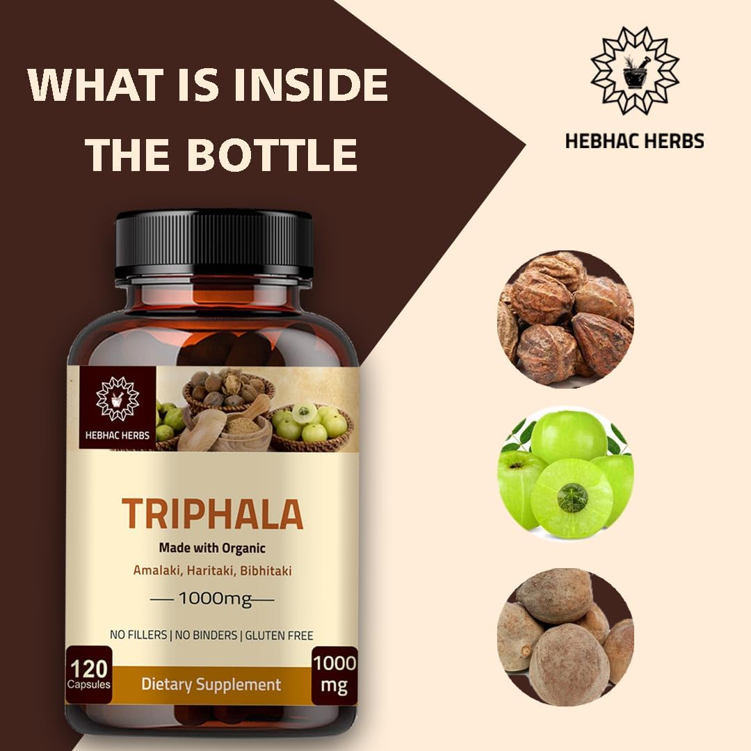 Suplemento Triphala orgánicas 120 cápsulas de 1000 mg