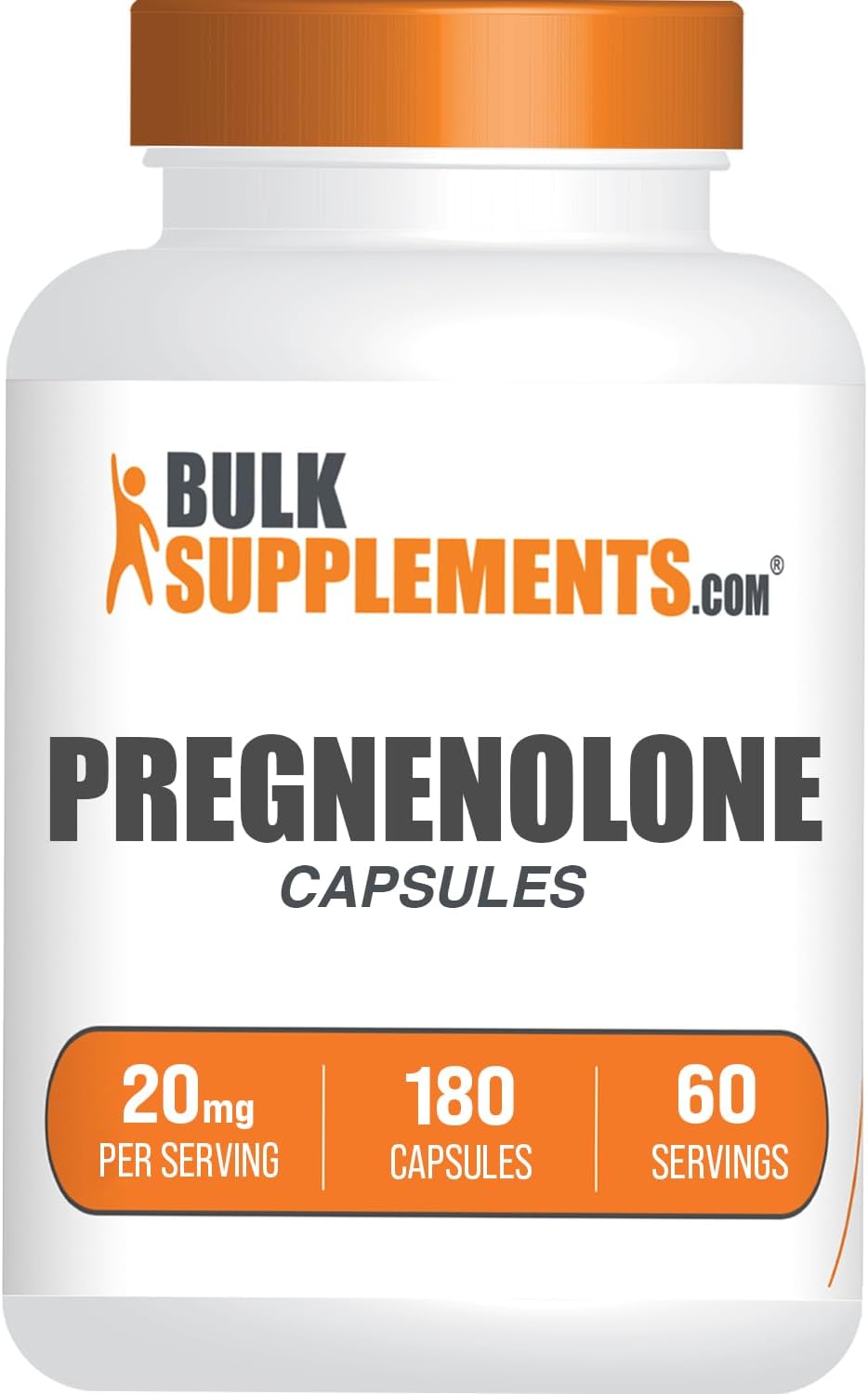 Cápsulas de Pregnenolona 20mg - BulkSupplements, 180 cápsulas