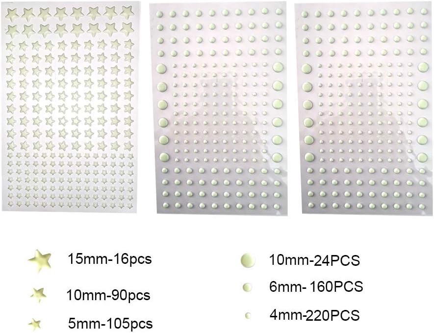 Pegatinas de estrellas brillantes, marca desconocida, 615 pcs.