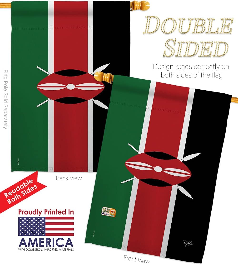 Breeze Decor HG108242 Banderas de Kenia de la Nacionalidad Mundial Impresiones Casa Vertical Decorativa 28 X 40 Jardín 13 18.5 Bandera de Doble Cara Colección