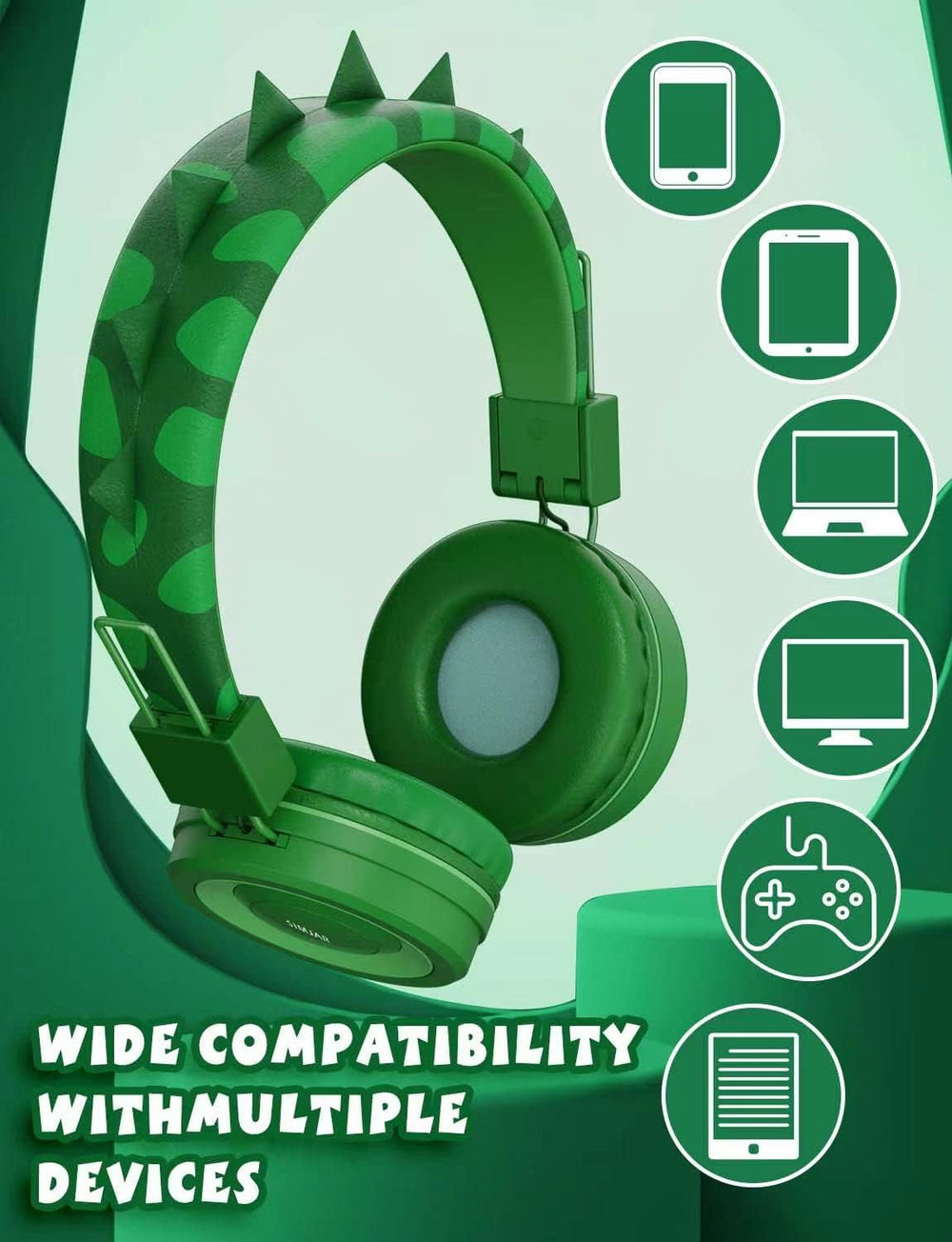 Auriculares de dinosaurio para niños con micrófono