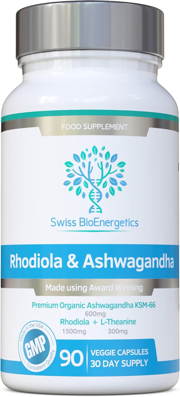 Rhodiola y Ashwagandha KSM-66 600mg - Adaptógeno Natural