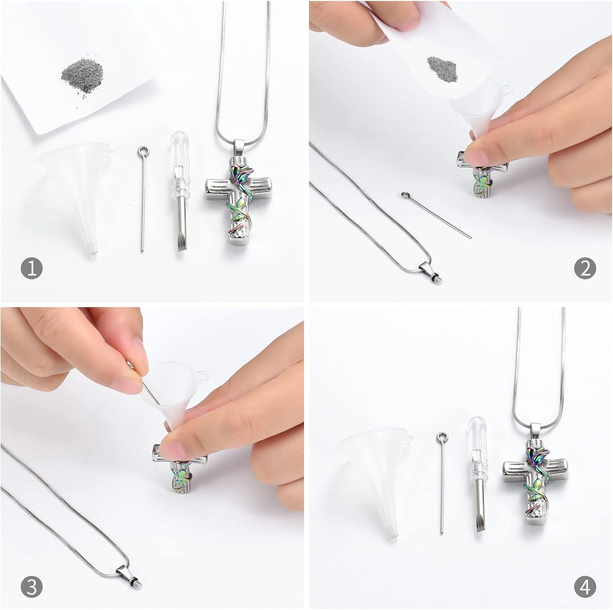 Collar de rosa urna de cenizas, cruz de cremación