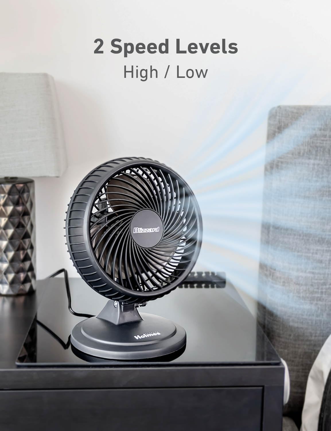 Holmes Ventilador de Mesa 7, 2 Velocidades, Oscilación 85°