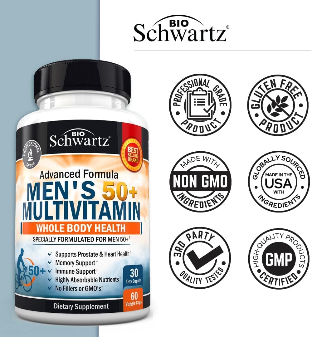 Multivitamínico Diario para Hombres +50, Apoyo Cardíaco y Mental