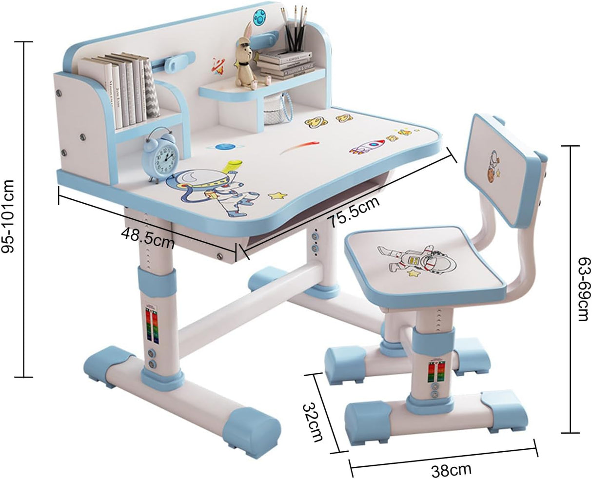 Juego de Escritorio y Silla Ajustable para Niñas, Ergonómico