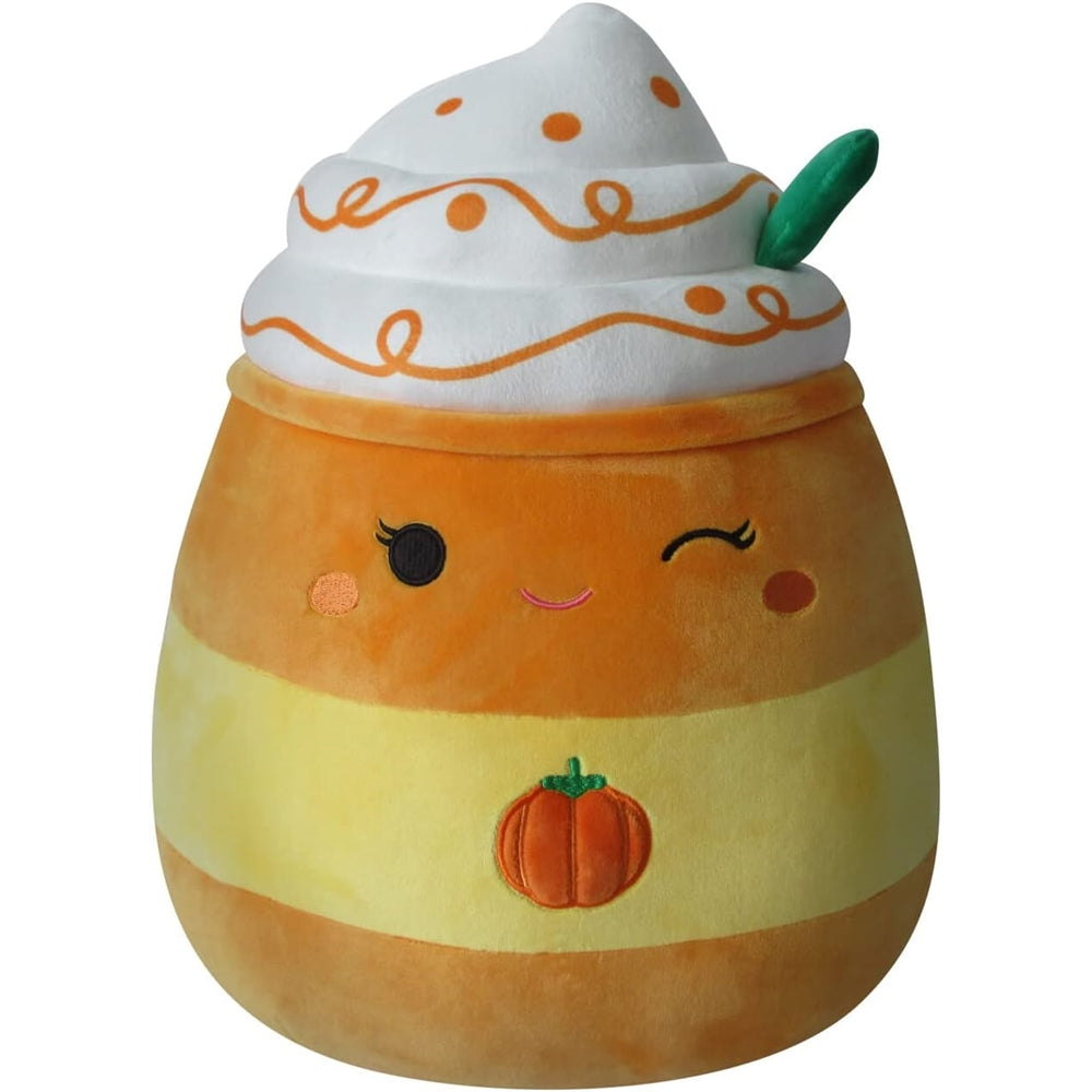 Peluche grande de calabaza naranja con pajita verde
