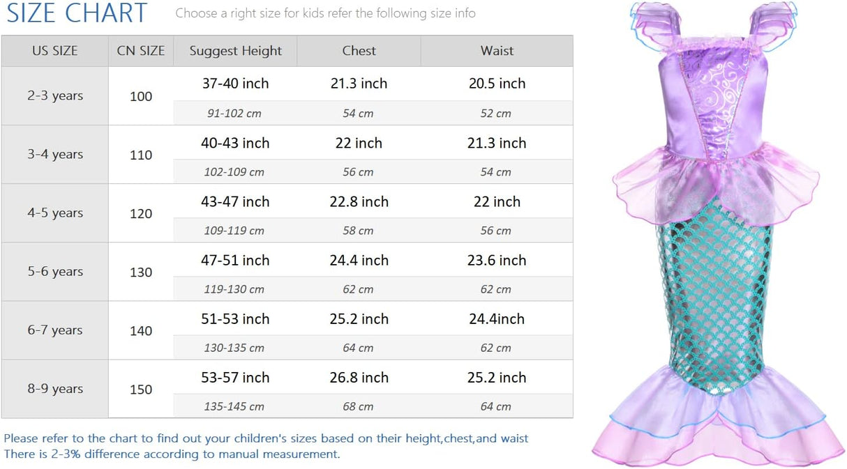 Disfraz de sirena para niñas Joy Join con peluca y corona