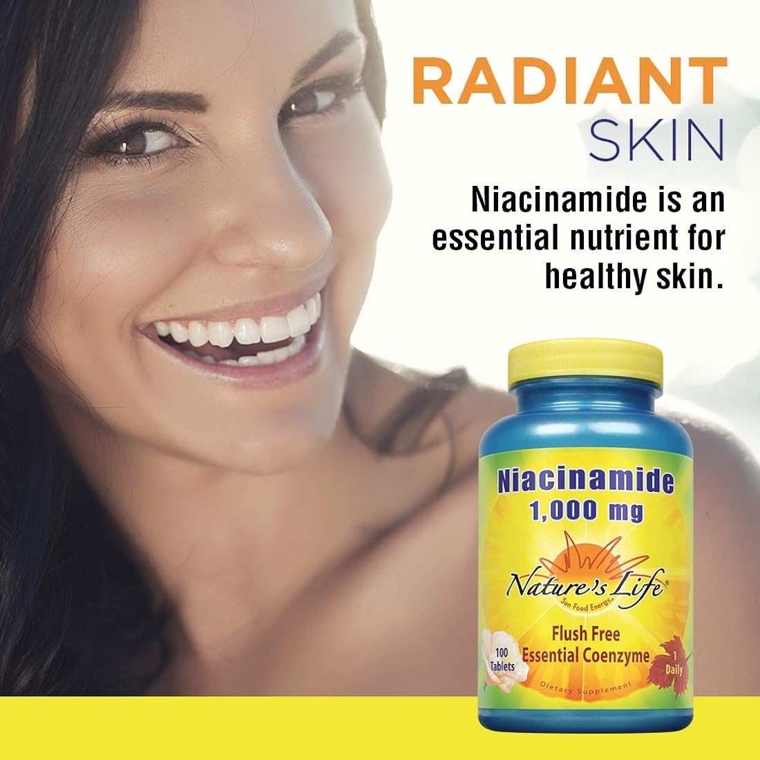 Suplemento Niacinamida, 1000 mg con vitamina B3 100 und