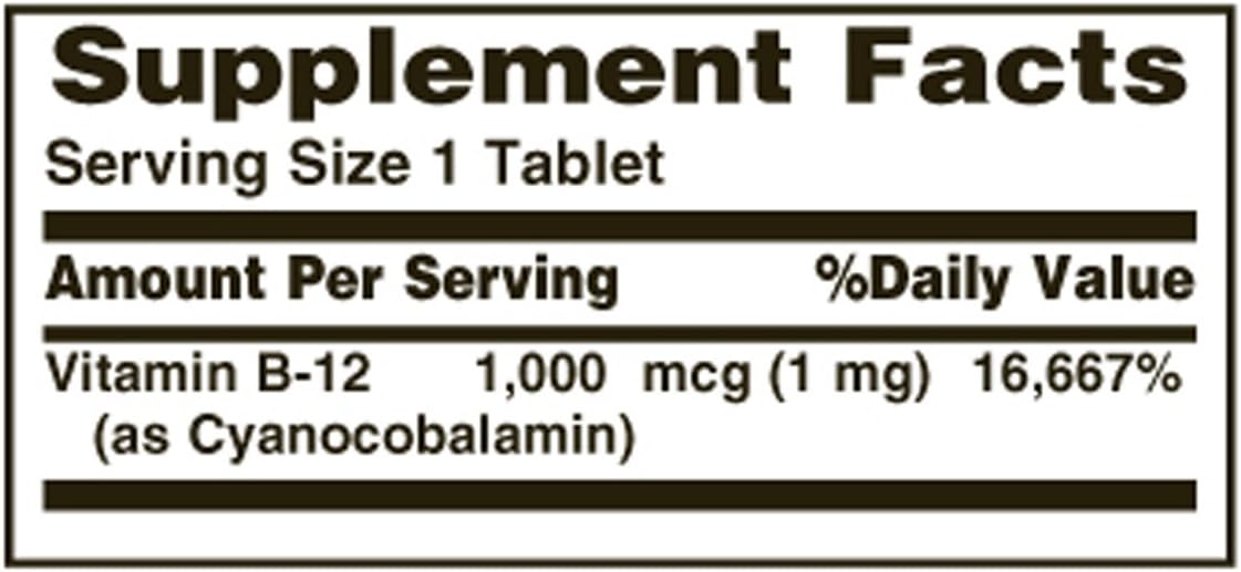 Vitamina B-12 Tabletas de 1000 mcg 100 unidades