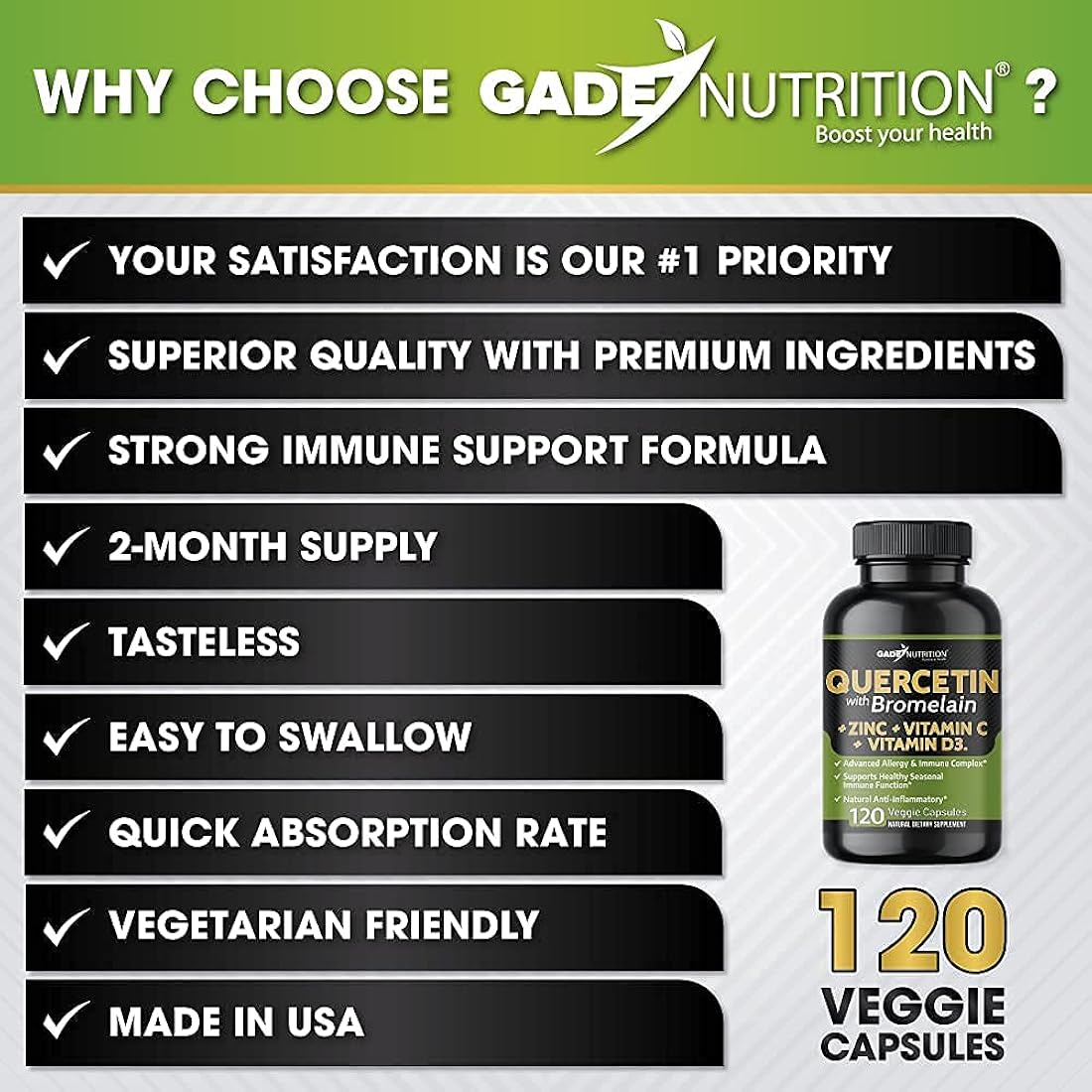 Suplementos Alimenticios Quercetina con vitamina C y zinc