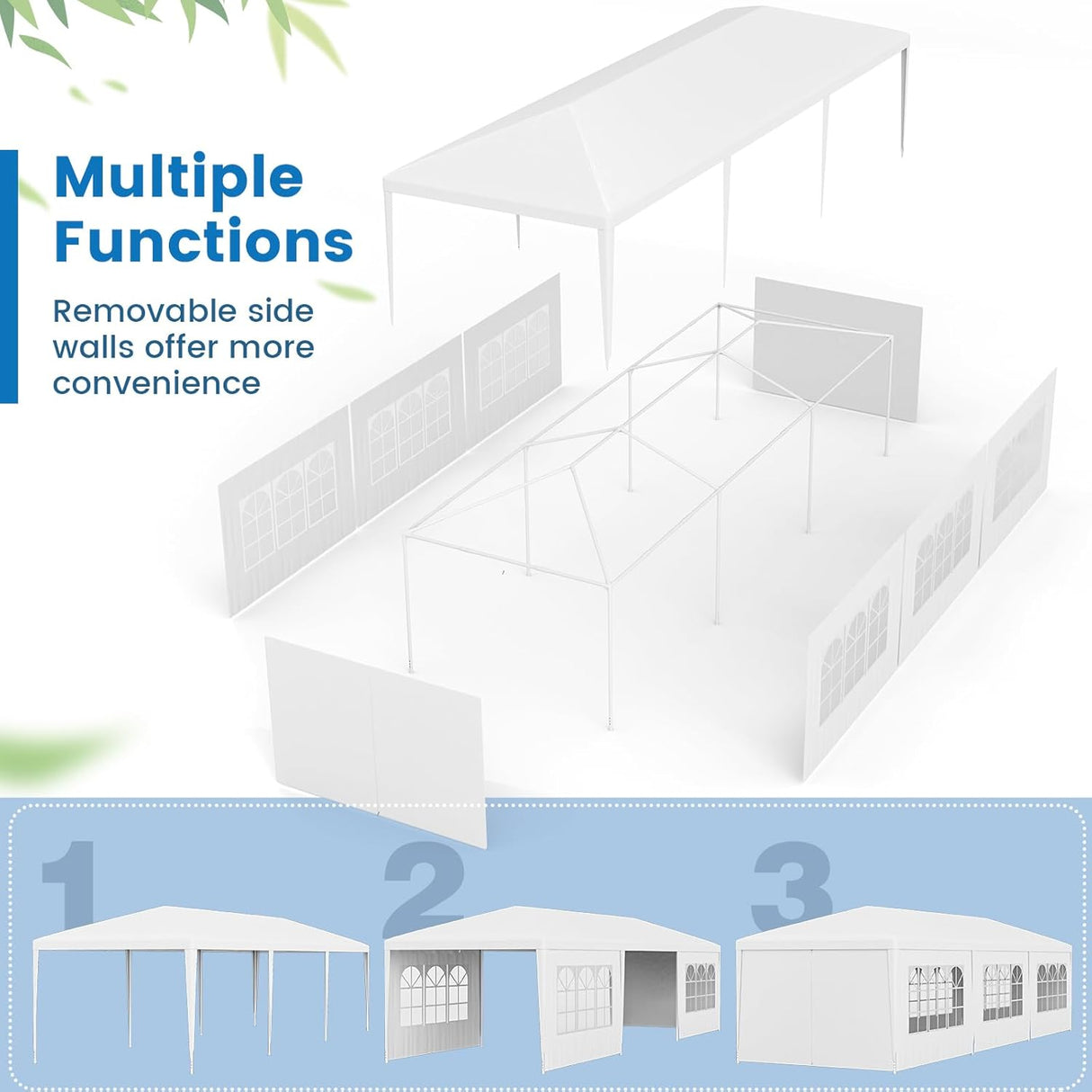 Tienda de Fiesta 10x30 Pies con Paredes y Puertas con Cremallera