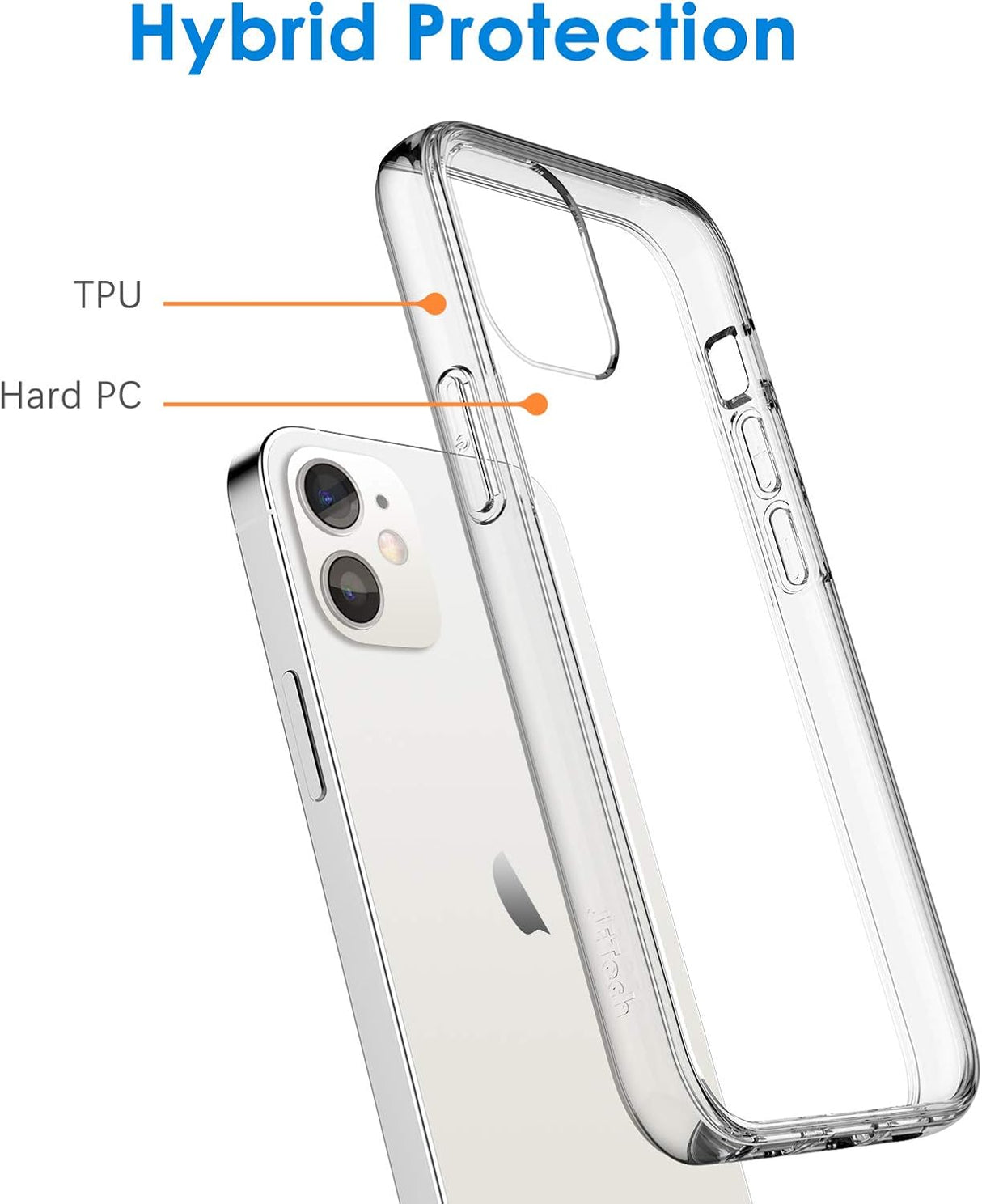 JETech Funda compatible con iPhone 12/12 Pro de 6.1 pulgadas, a prueba de golpes, parte trasera transparente antiarañazos (HD transparente)