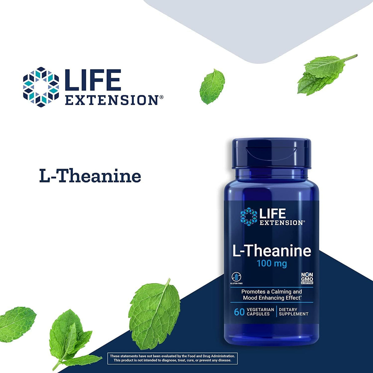 Suplemento Life Extension L-teanina, 100 mg, 60 cápsulas