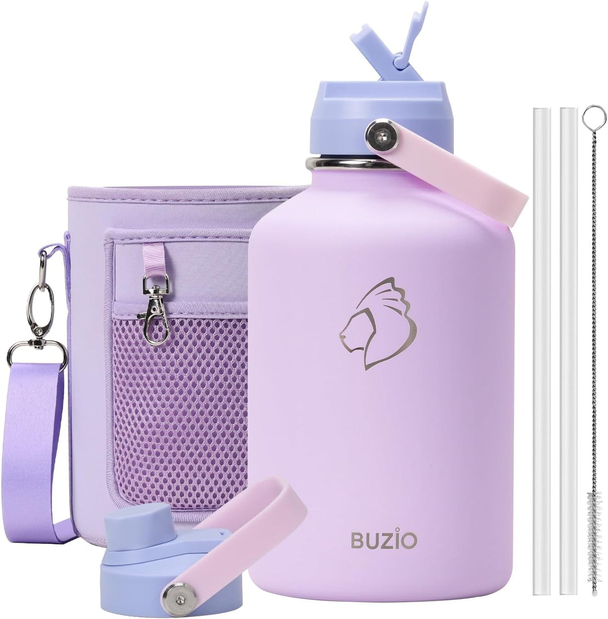 Botella de agua aislada BUZIO 64oz, acero inoxidable, con tapa