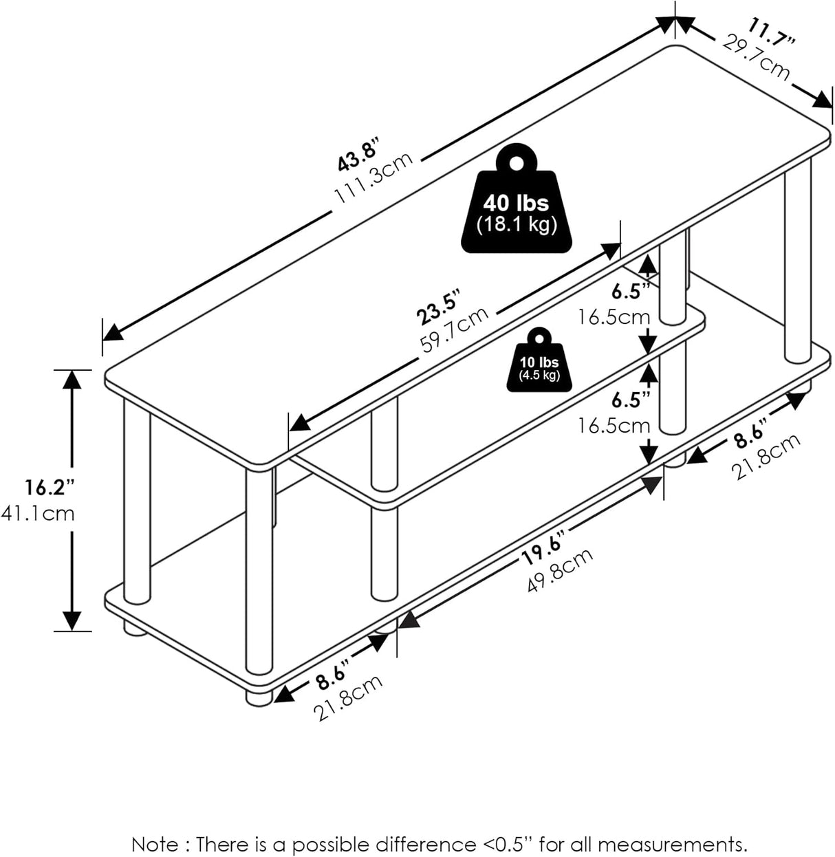 Soporte de entretenimiento 3 niveles para TV hasta 50 pulgadas