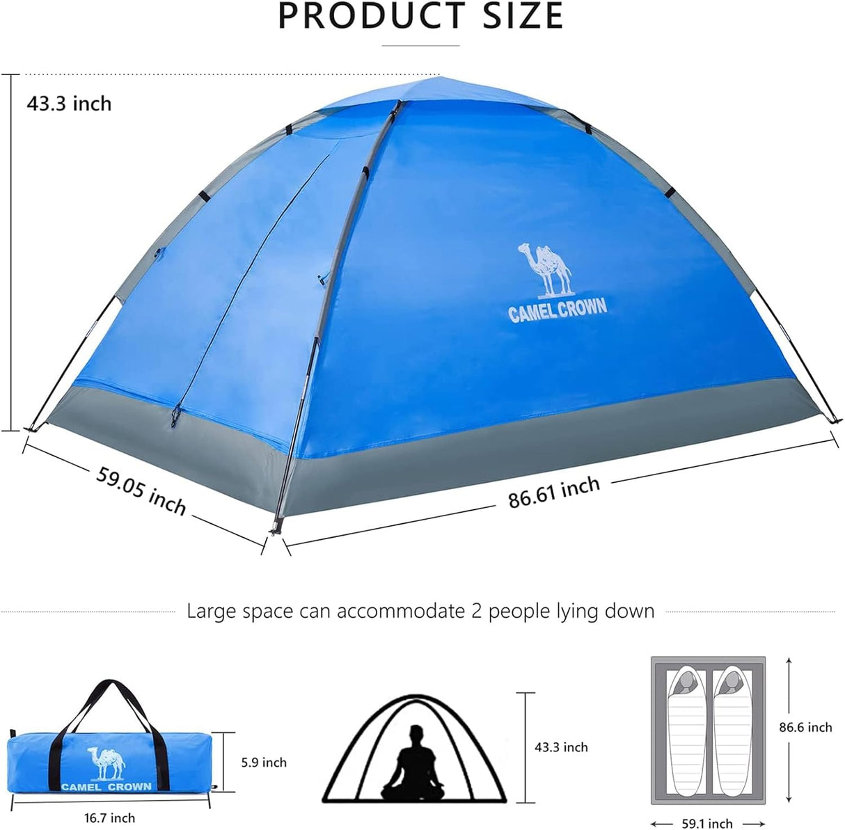 Tienda CAMEL CROWN Carpa de Camping 2/3/4/5 Personas, Ligera