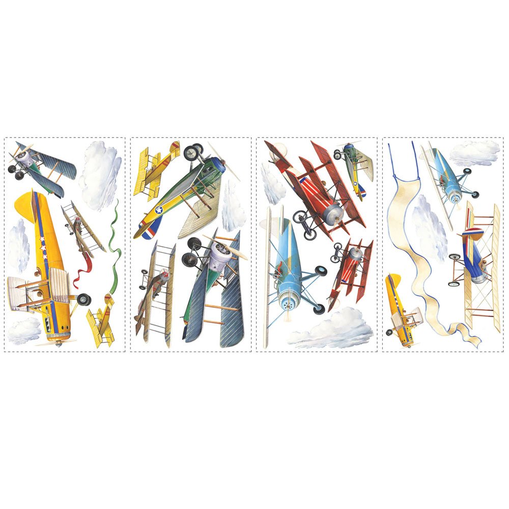 RoomMates RMK1197SCS Vintage Planes Peel and Stick Tatuajes