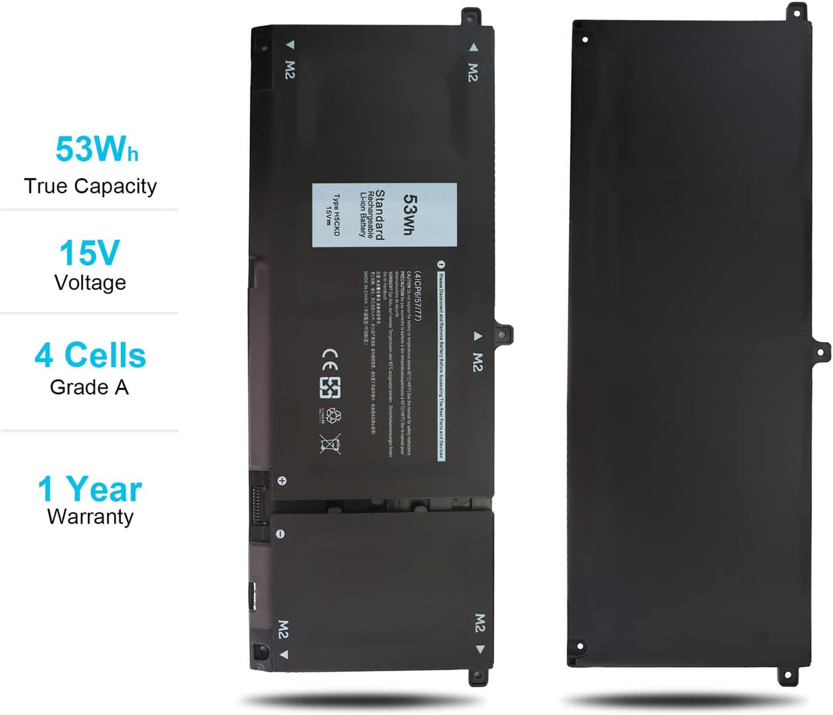 Batería para portátil de 53 Wh H5CKD de 15 V para Dell