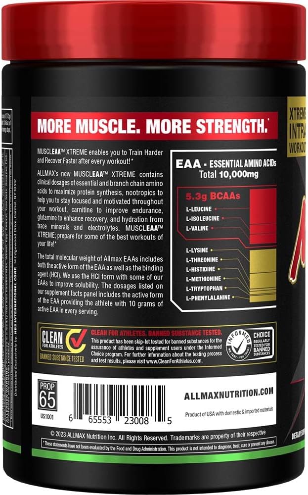 ALLMAX MUSCLEAA Xtreme - EAAs, BCAAs, Hidratación - 532 g