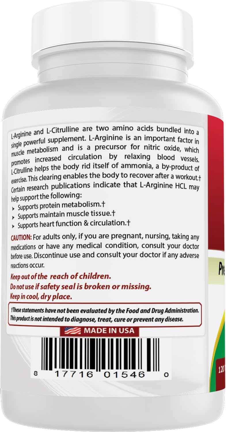 Complejo Arginina Citrulina 1000 Mg 120 Tabletas Best Naturals