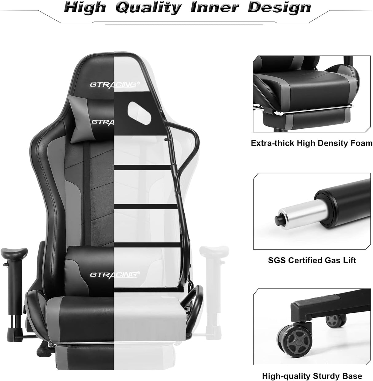 Silla para videojuegos con reposapiés y altavoces Bluetooth