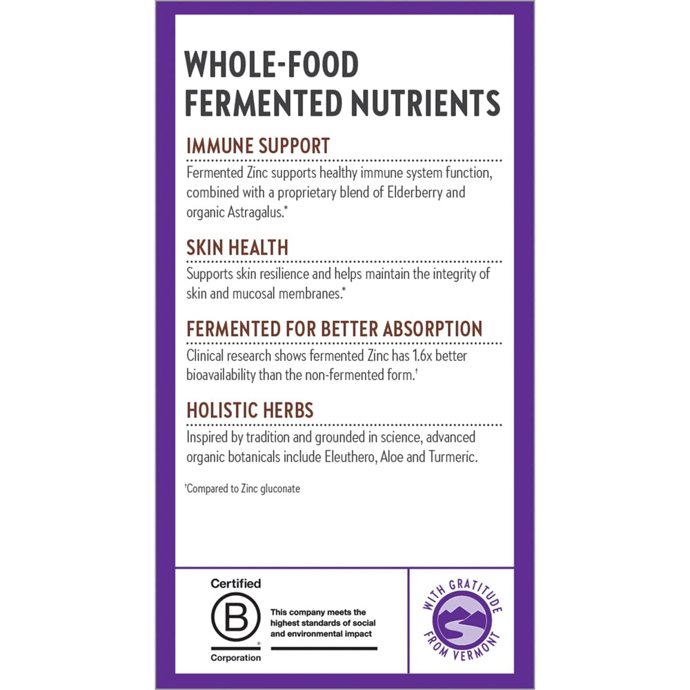 Suplementos Alimenticios de zinc fermentado 60 unidades