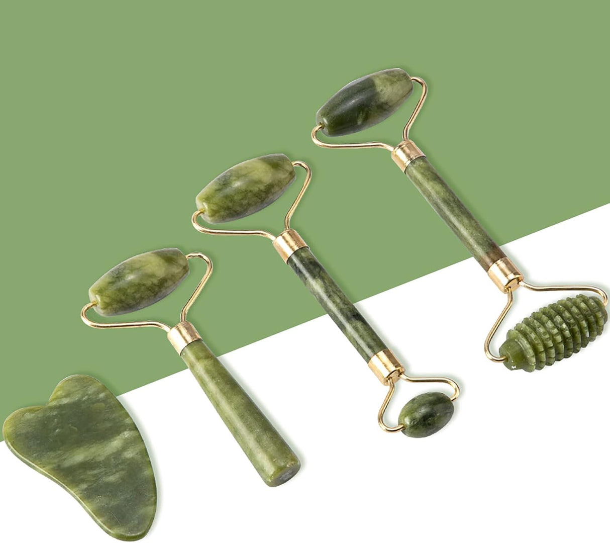 Juego de rodillos de jade Gua Sha fuvooi