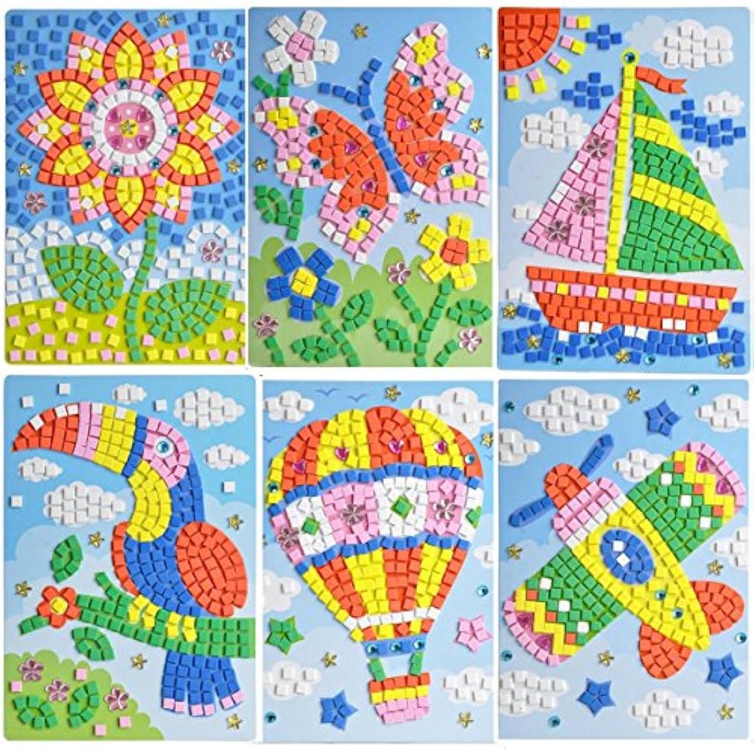 Kit de arte adhesivo para niños diseño de mosaico 6 unidades
