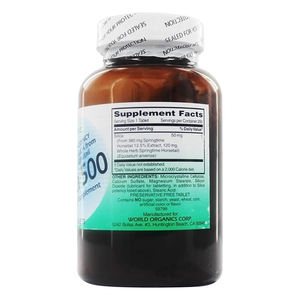 Suplementos Alimenticio Organic Silica 500 Tabletas
