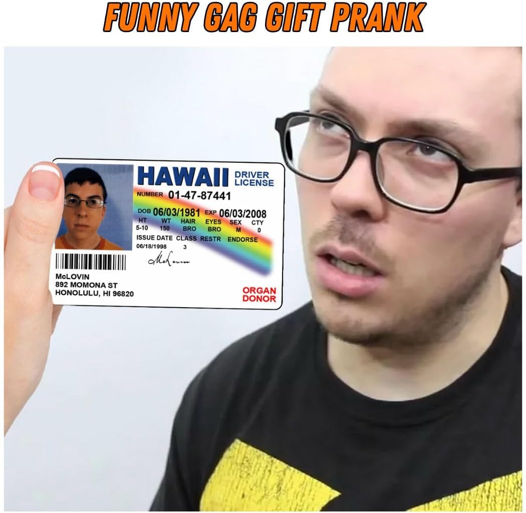 Licencia de Conducir Falsa McLovin Doble Cara para Disfraces