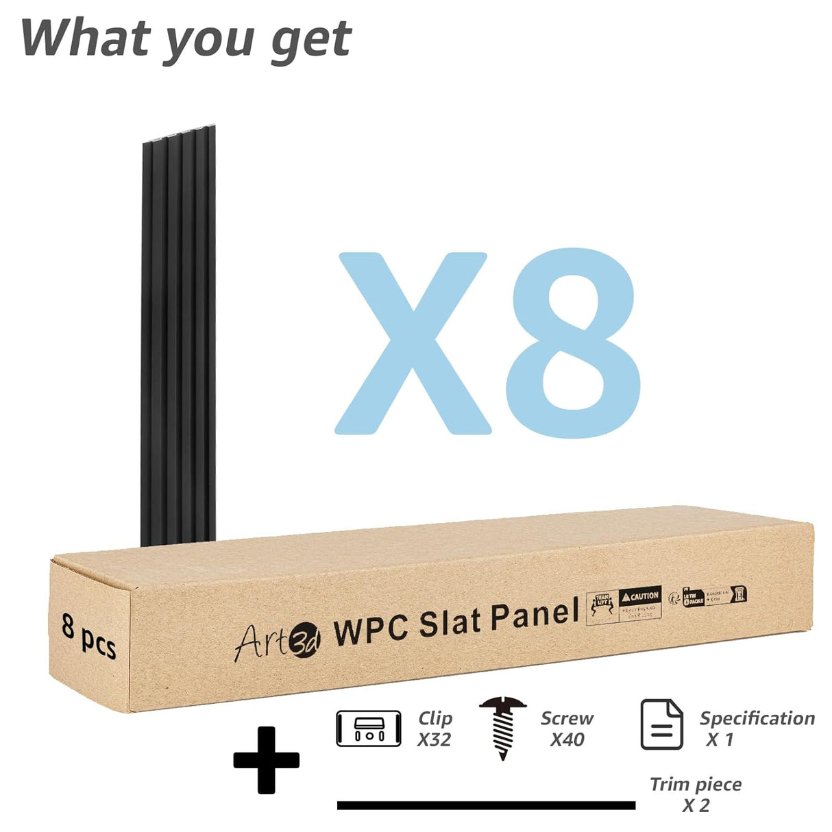 Paneles de Pared 3D Art3d, 8-Pack 108 x 6 Pulgadas, WPC