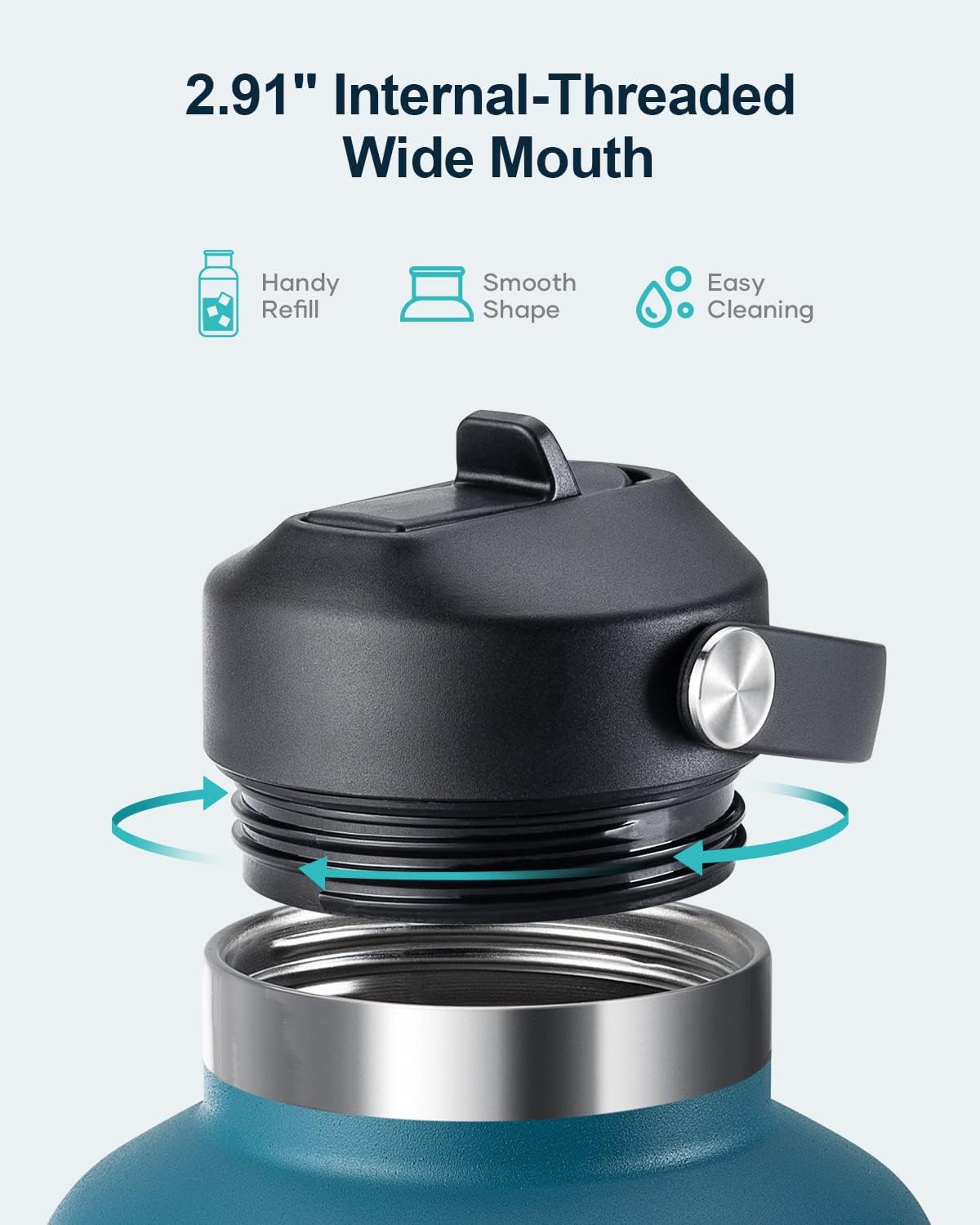 Botella de Agua de 64oz, BUZIO, Aislada, Con Paja y Funda