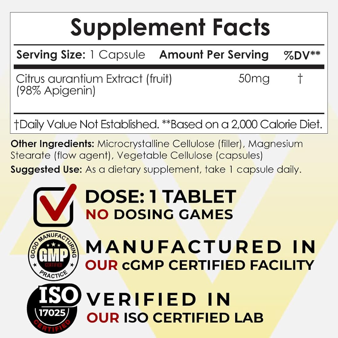 Cápsulas de apigenina 50 mg Nootropics Depot