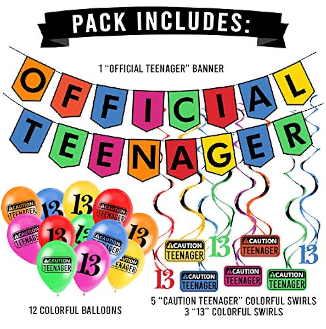 Divertido Kit de fiesta de cumpleaños # 13 adolescentes