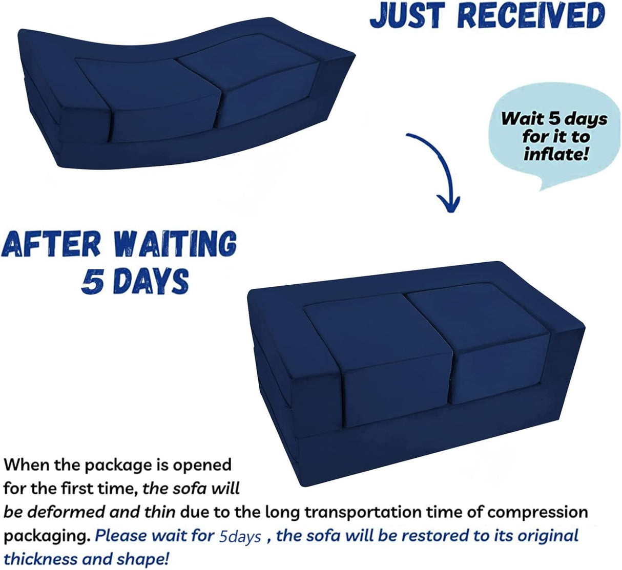 Sofá infantil de espuma para niños MeMoreCool Azul marino