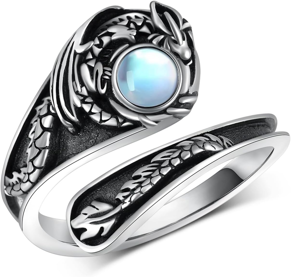 Anillo Ajustable de Girasol/Dragón/Estrella de David en Plata