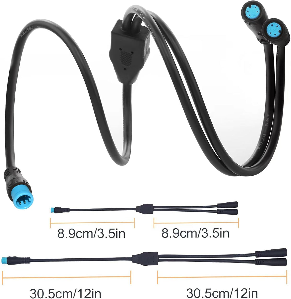 Cable Y-Split para Bicicleta Eléctrica 1T2, Waterproof, Ebike