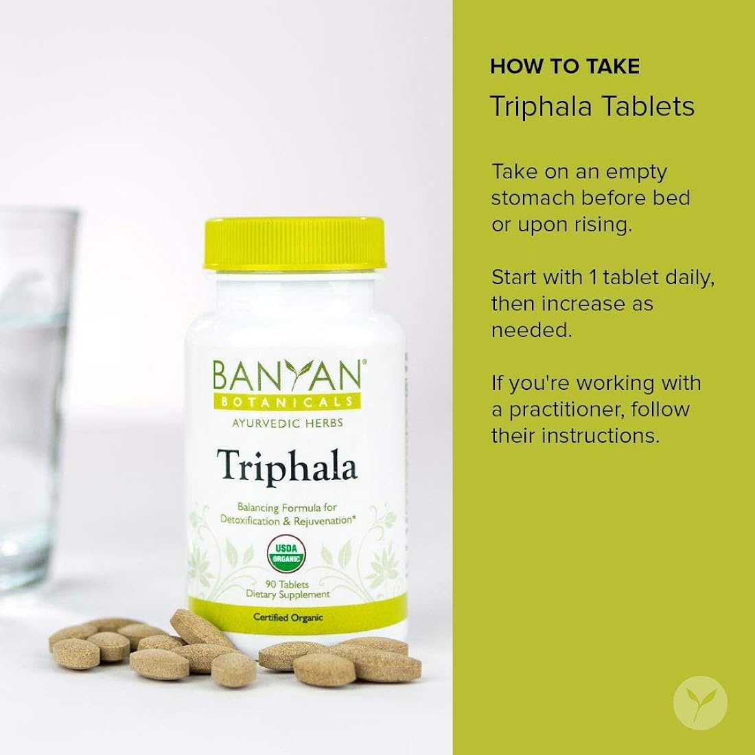 Suplemento Banyan Botanicals Triphala USDA orgánico