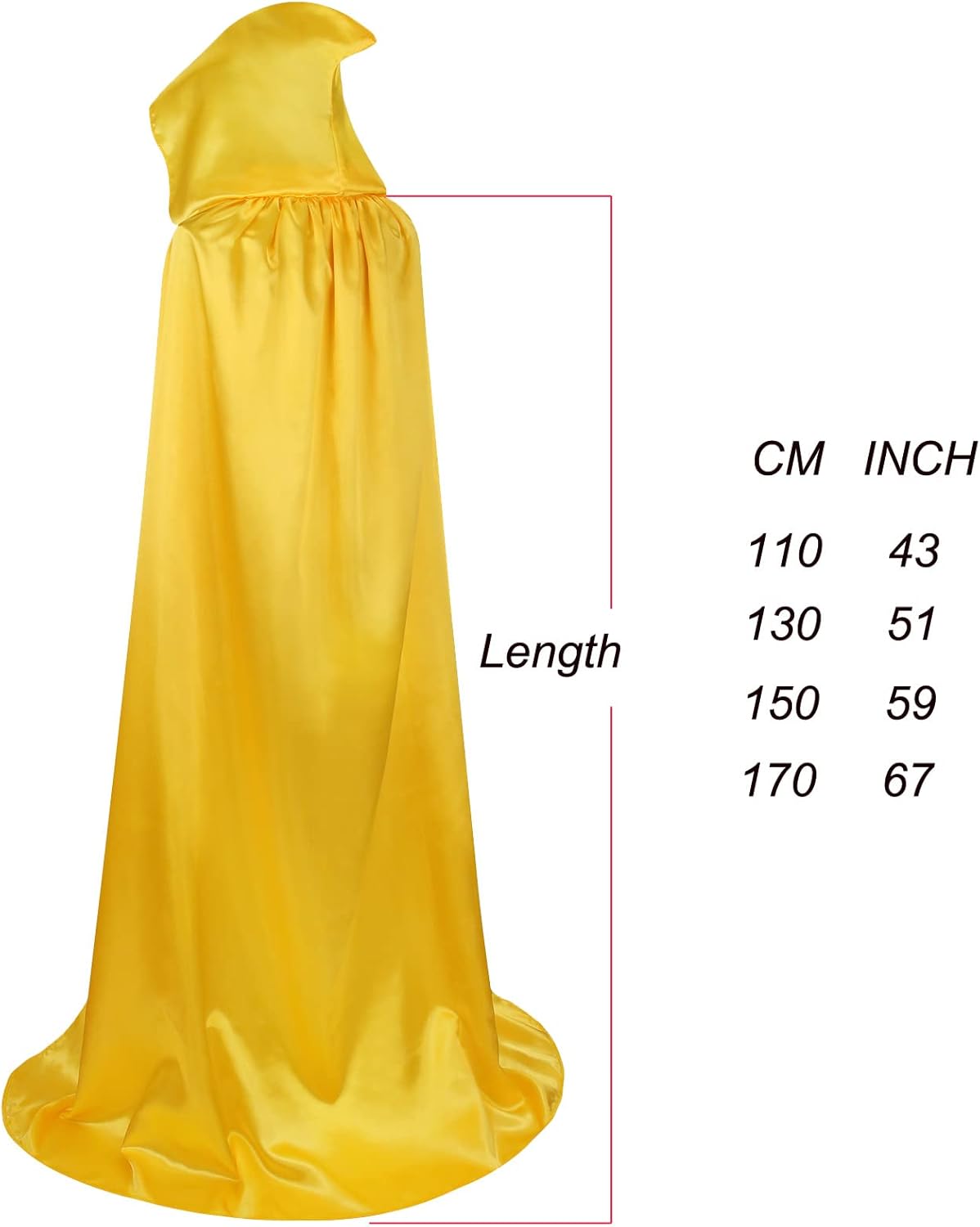 Disfraces de capa unisex con capucha amarillo talla