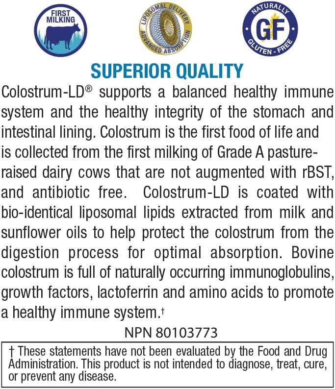 Cápsulas de Colostro-LD - 120 Contenidos - Entrega Liposomal