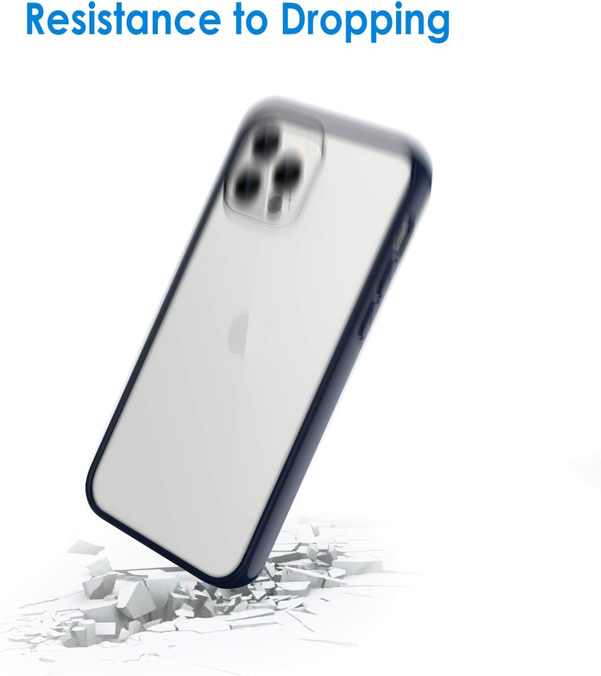 JETech Funda compatible con iPhone 12/12 Pro de 6.1 pulgadas, cubierta a prueba de golpes, parte trasera transparente antiarañazos (azul marino)