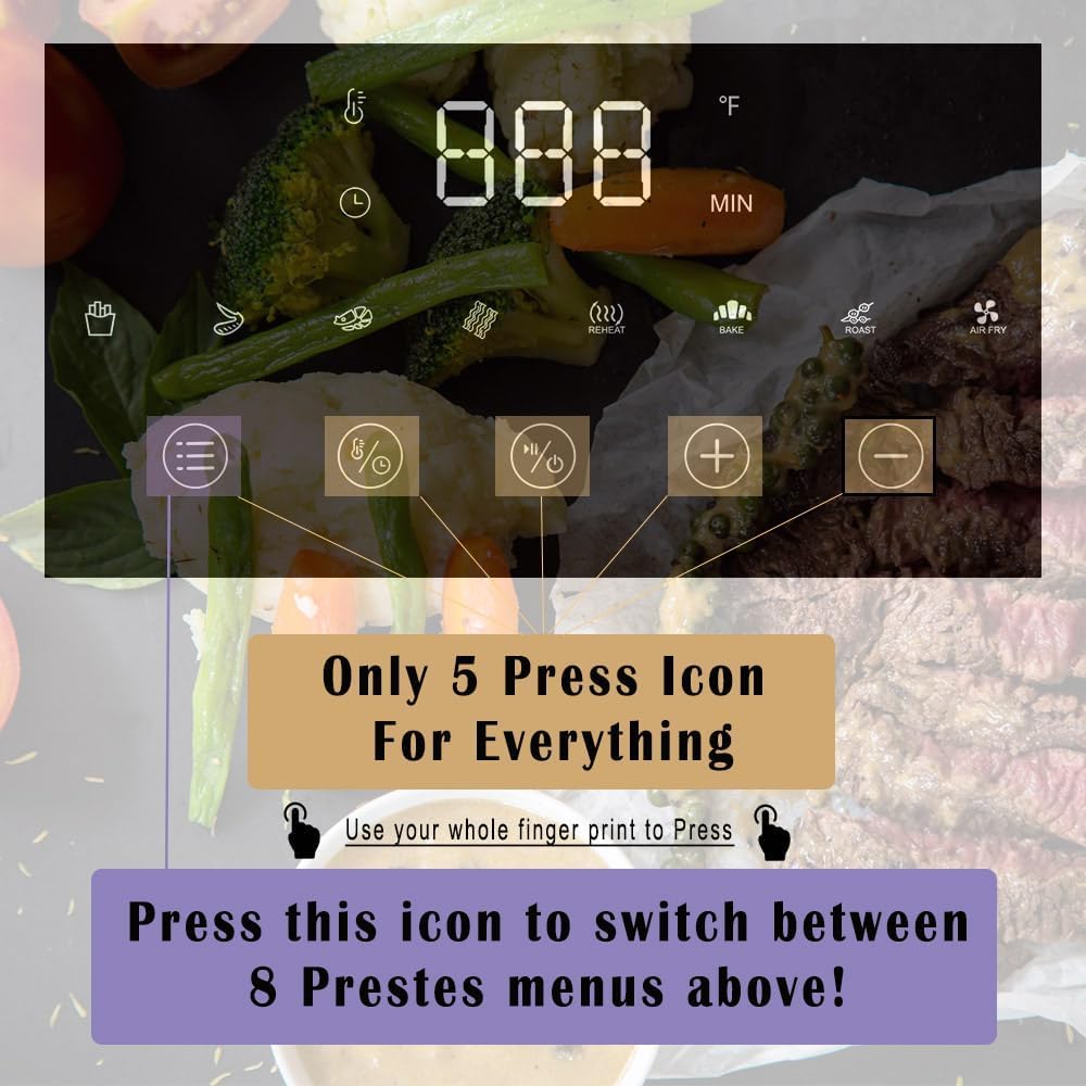 Freidora de Aire ASZ 5 qt, 8 Presets, 1400W, Auto Apagado