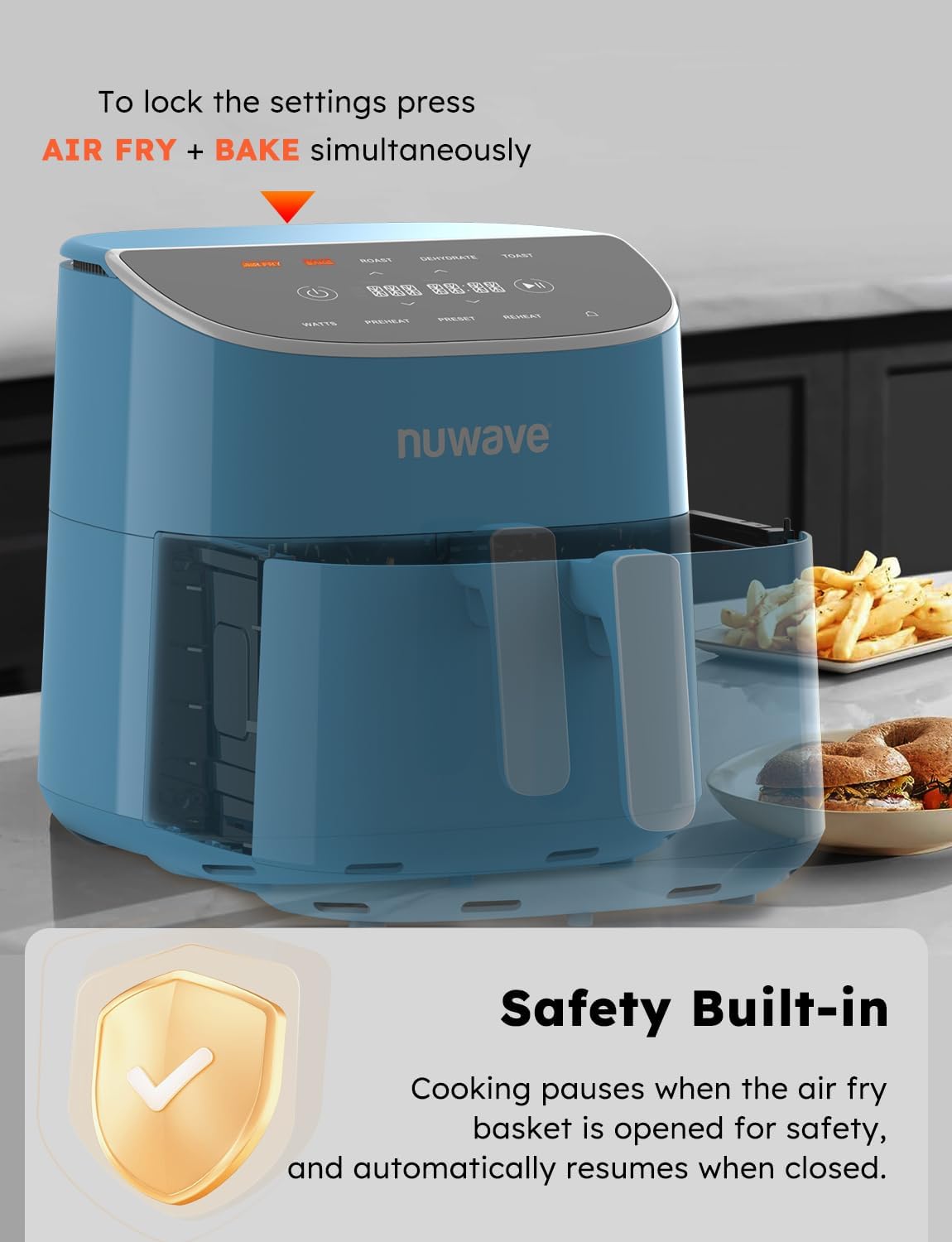Freidora de aire Nuwave Brio Plus 8 Qt, 5 funciones, PFAS Free