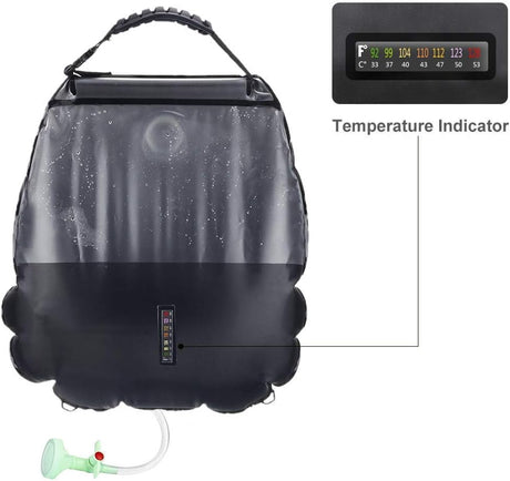 Ducha Solar Portátil con Bolsa de Agua y Cabezal Desmontable