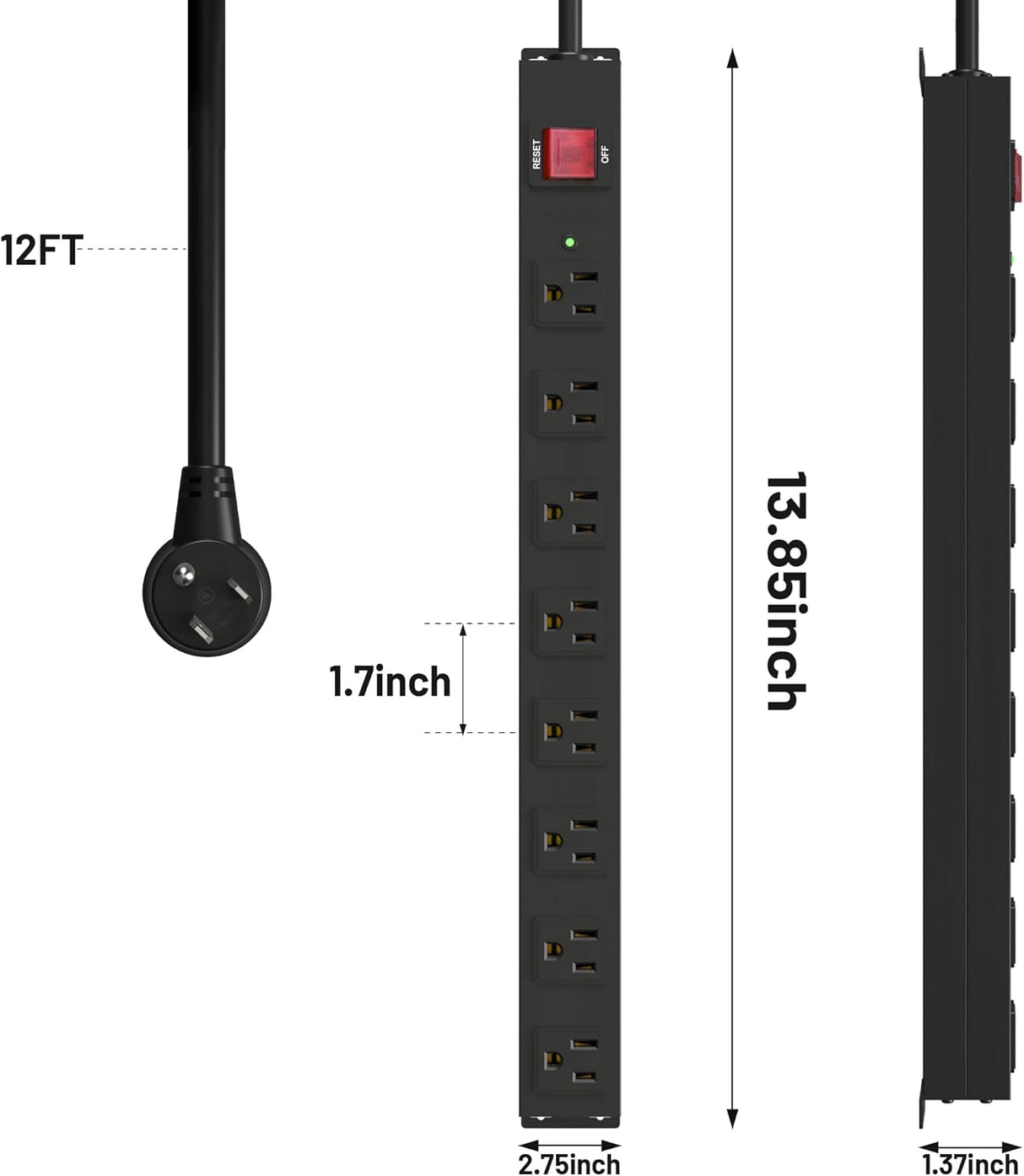 KF Regleta protectora de sobretensiones resistente de 8 tomas