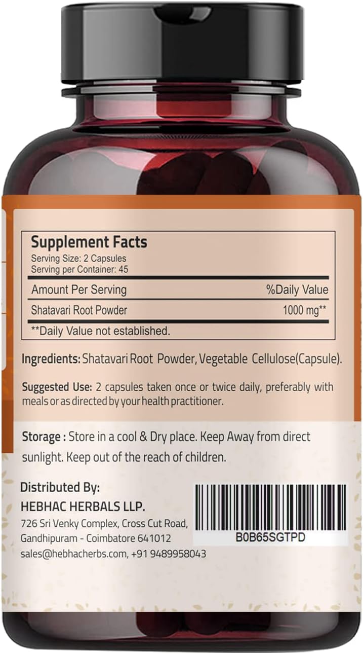 Shatavari Cápsulas (90 capsjules) 1000 mg orgánico Shatavari