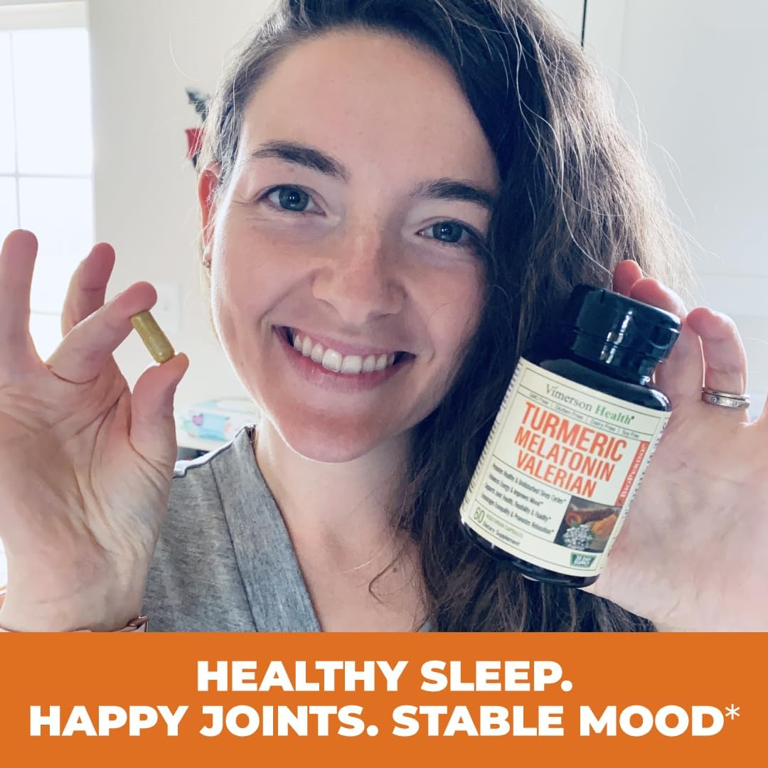 Suplemento Cúrcuma y melatonina raíz de valeriana BioPerine