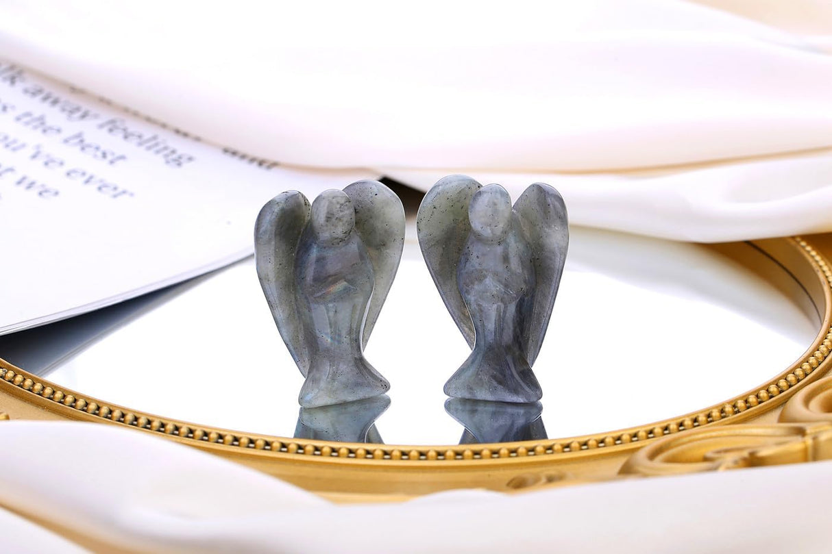 QINJIEJIE Cristales de ángel de labradorita blanca tallada