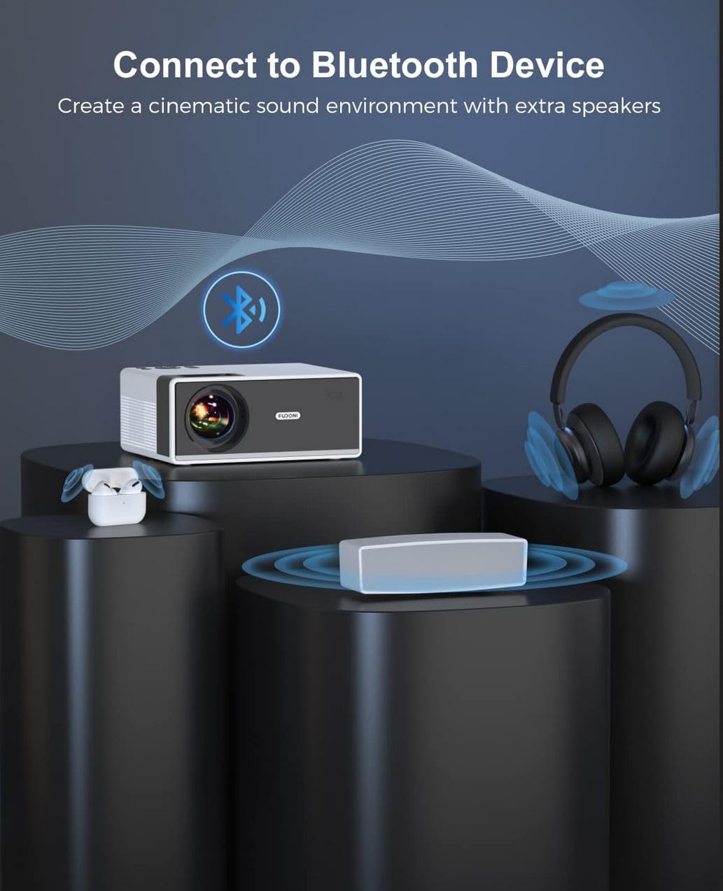 Proyector FUDONI 4K Portátil WiFi Bluetooth 18000L HD 1080P